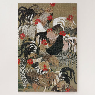 動植綵絵(20)群鶏図, 伊藤若冲 JIGSAW PUZZLE