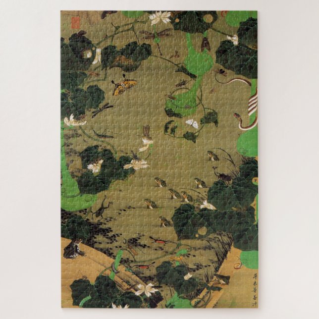 動植綵絵(23)池辺群虫図, 伊藤若冲 JIGSAW PUZZLE (Vertical)