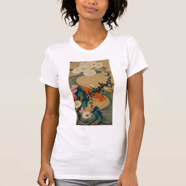 動植綵絵(29)菊花流水図, 伊藤若冲 T-Shirt (Front)