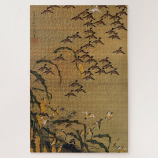 動植綵絵(4)秋塘群雀図, 伊藤若冲 JIGSAW PUZZLE