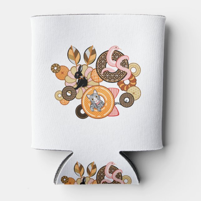 動物とドーナッツ（リメイク）／Animal and doughnut (Remake) Can Cooler (Front)