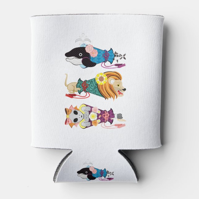 動物メガホン…魚・猫・女子（リメイク） CAN COOLER (Front)