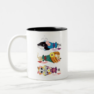 動物メガホン…魚・猫・女子(リメイク) Two-Tone COFFEE MUG
