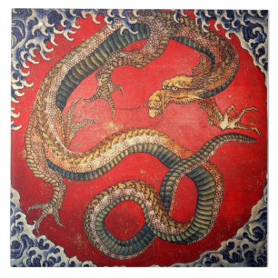 北斎の龍, 北斎 Hokusai Dragon, Hokusai, Art Ceramic Tile
