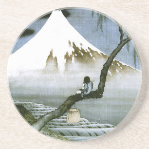 北斎 Boy & Mt Fuji Fine Art Coaster