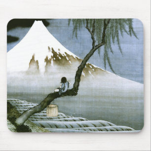 北斎 Boy & Mt Fuji Fine Art Mouse Pad