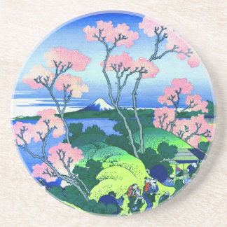 北斎 Goten-Yama Hill Hokusai Cherry Blossom Fine Art Coaster