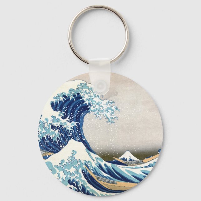 北斎 Great Wave Off Kanagawa Hokusai Fine Art Key Ring (Front)