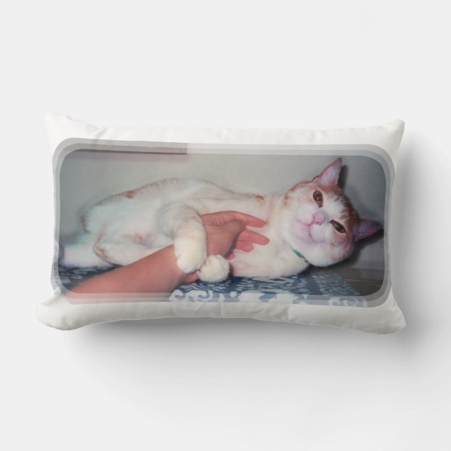 可愛い猫["You can hold me often" a cat 'kawaii'] Lumbar Cushion (Front)