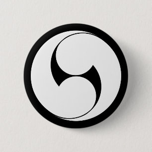 右二つ巴(地抜き) 6 CM ROUND BADGE