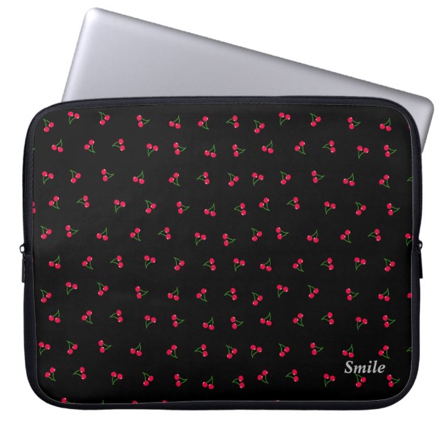 名前　カスタム　チェリー（ブラック）  ラップトップスリーブ LAPTOP SLEEVE (Front)