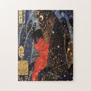 坂田金時と巨鯉, 国芳, Sakata Kintoki & Huge Carp, Kuniyoshi Jigsaw Puzzle