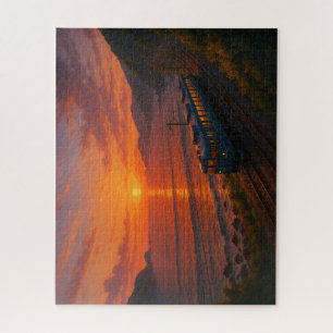 夕焼けの山陰本線/Sunset Train on the Sanin Line Jigsaw Puzzle