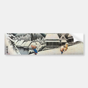 夜の雪景色, 広重 Night Snow Scene, Hiroshige Bumper Sticker