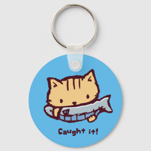 大きなお魚ゲット! Big Catch! Cute Kitten with a Fish Key Ring