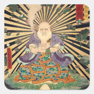 奇術師, 豊国 Magician, Toyokuni, Ukiyo-e Square Sticker