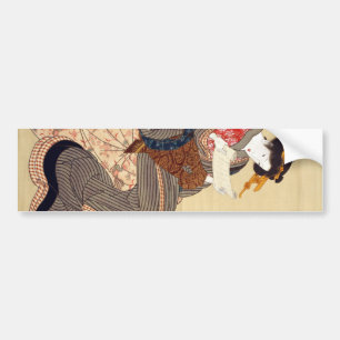 女, 国貞 Woman, Kunisada, Ukiyo-e Bumper Sticker