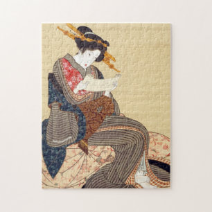 女, 国貞 Woman, Kunisada, Ukiyo-e Jigsaw Puzzle