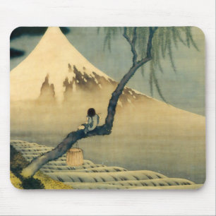 富士と少年, 北斎 Mount Fuji and Boy, Hokusai, Ukiyo-e Mouse Pad