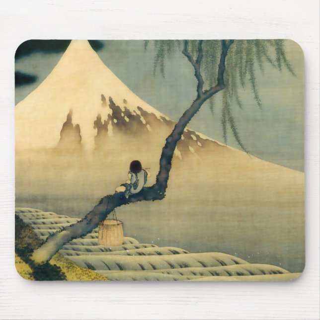 富士と少年, 北斎 Mount Fuji and Boy, Hokusai, Ukiyo-e Mouse Pad (Front)
