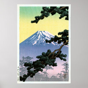 富士山, Mount Fuji, Hasui Kawase, Woodcut Poster