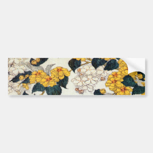 山吹, 北斎 Yellow Flower, Hokusai, Ukiyo-e Bumper Sticker
