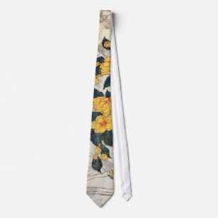 山吹, 北斎 Yellow Flower, Hokusai, Ukiyo-e Tie