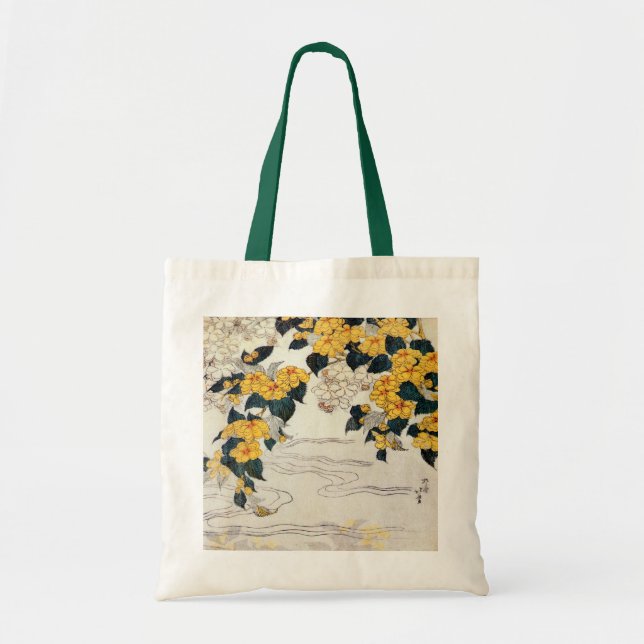 山吹, 北斎 Yellow Flower, Hokusai, Ukiyo-e Tote Bag (Front)