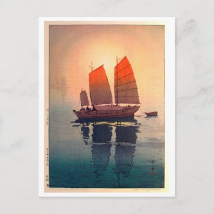帆船 朝 Sailing Boats Morning, Hiroshi Yoshida Postcard