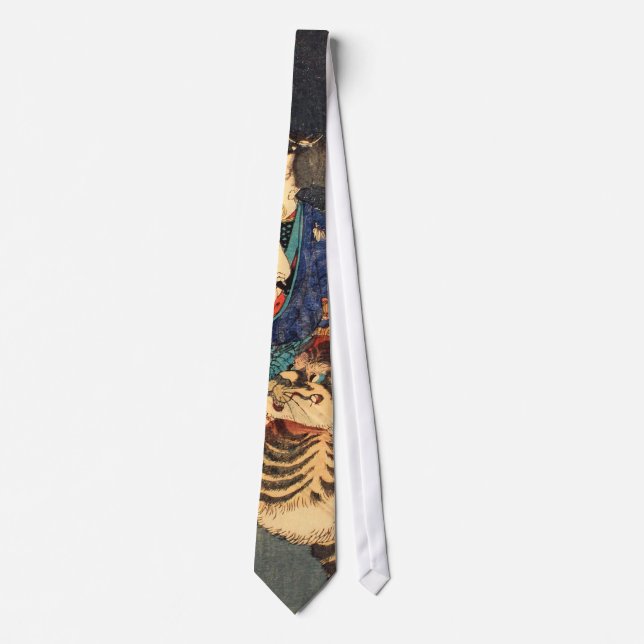 忍者と虎, 芳年 Ninja Hero & Tiger, Yoshitoshi, Ukiyo-e Tie (Front)