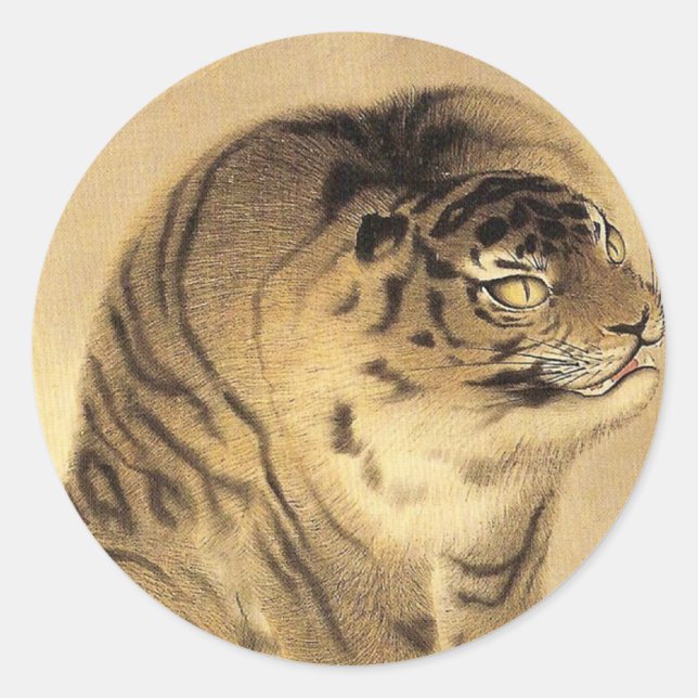 応挙の虎, 応挙 Ōkyo Tiger, Ōkyo Classic Round Sticker (Front)