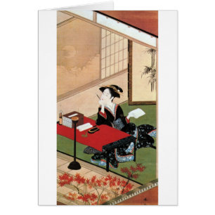 手紙を書く女, 春章 Woman Writing a Letter, Shunsho
