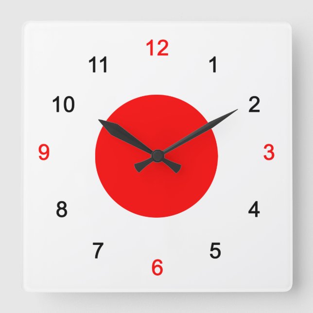 日の丸 SQUARE WALL CLOCK (Front)