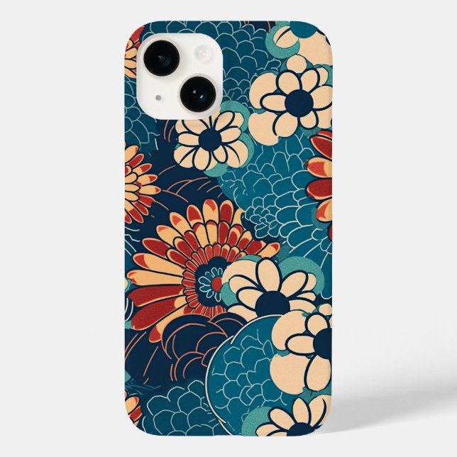 日本の伝統的なヴィンテージデザインを使用したアート作品　花 Case-Mate iPhone CASE (Back)