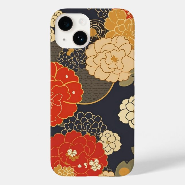 日本の伝統的なヴィンテージデザインを使用したアート作品　花 Case-Mate iPhone CASE (Back)