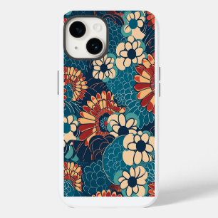 日本の伝統的なヴィンテージデザインを使用したアート作品 花 iPhone 14 CASE