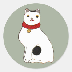 日本の猫の人形, Doll of The Japanese Cat Classic Round Sticker