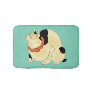 日本猫, 国芳 Japanese Cat, Kuniyoshi, Ukiyo-e Bath Mat