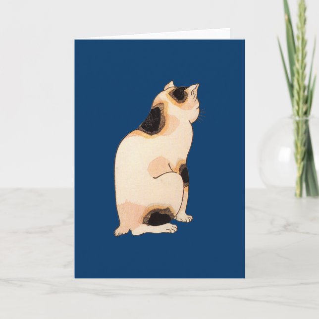 日本猫, 国芳 Japanese Cat, Kuniyoshi, Ukiyo-e Card (Front)