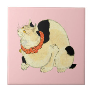 日本猫, 国芳 Japanese Cat, Kuniyoshi, Ukiyo-e Ceramic Tile