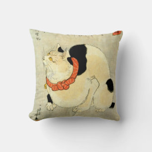 日本猫, 国芳 Japanese Cat, Kuniyoshi, Ukiyo-e Cushion