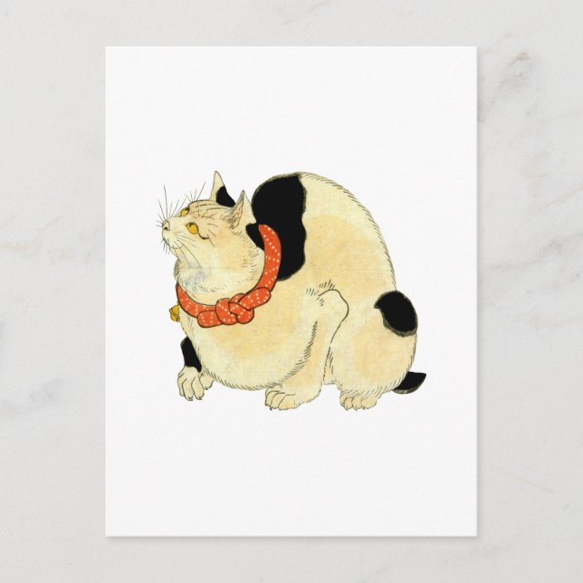 日本猫, 国芳 Japanese Cat, Kuniyoshi, Ukiyo-e Postcard (Front)