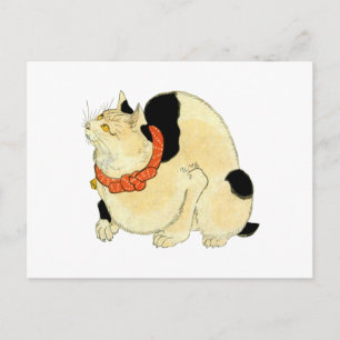 日本猫, 国芳 Japanese Cat, Kuniyoshi, Ukiyo-e Postcard