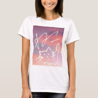 日本語Tシャツ ねこTシャツ Japanese Cat & Fancy Sky T-shirt T