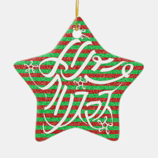 星形メリークリスマスのタイポグラフィーと他8言語 CERAMIC ORNAMENT
