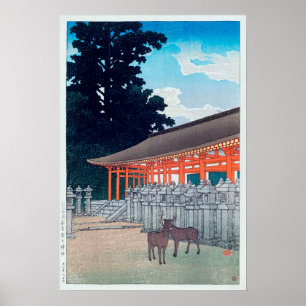 春日神社の鹿, 川瀬巴水 Deer of Kasuga Shrine in Nara, Hasui Poster