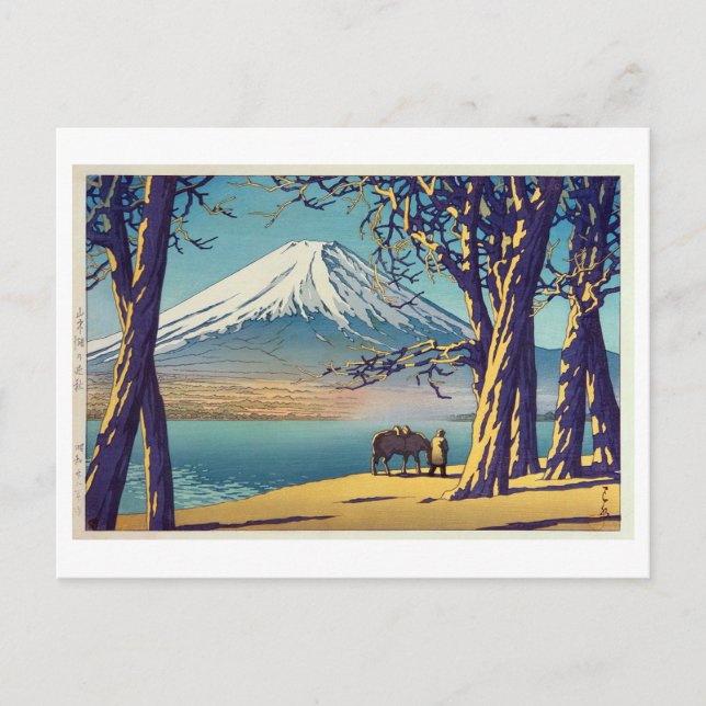 晩秋の富士山, Mt.Fuji in autumn, Hasui Kawase, Woodcut Postcard (Front)