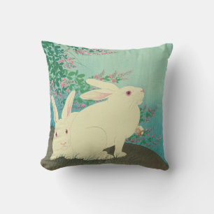 月と兎, 古邨 Rabbits & Moon, Koson, Ukiyo-e Cushion
