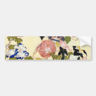 朝顔, 北斎 Morning Glory, Hokusai, Ukiyo-e Bumper Sticker