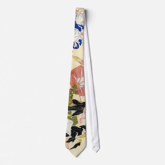 朝顔, 北斎 Morning Glory, Hokusai, Ukiyo-e Tie (Front)